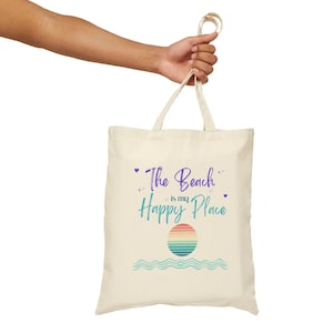 The Beach is my happy place canvas Tote bag, Beach Bag, Beach canvas tote, Beach tote bag, Beach canvas bag