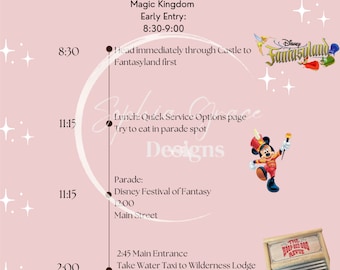 WDW itinerary template, Editable Travel Template, Canva custom travel planning itinerary template, Editable itinerary