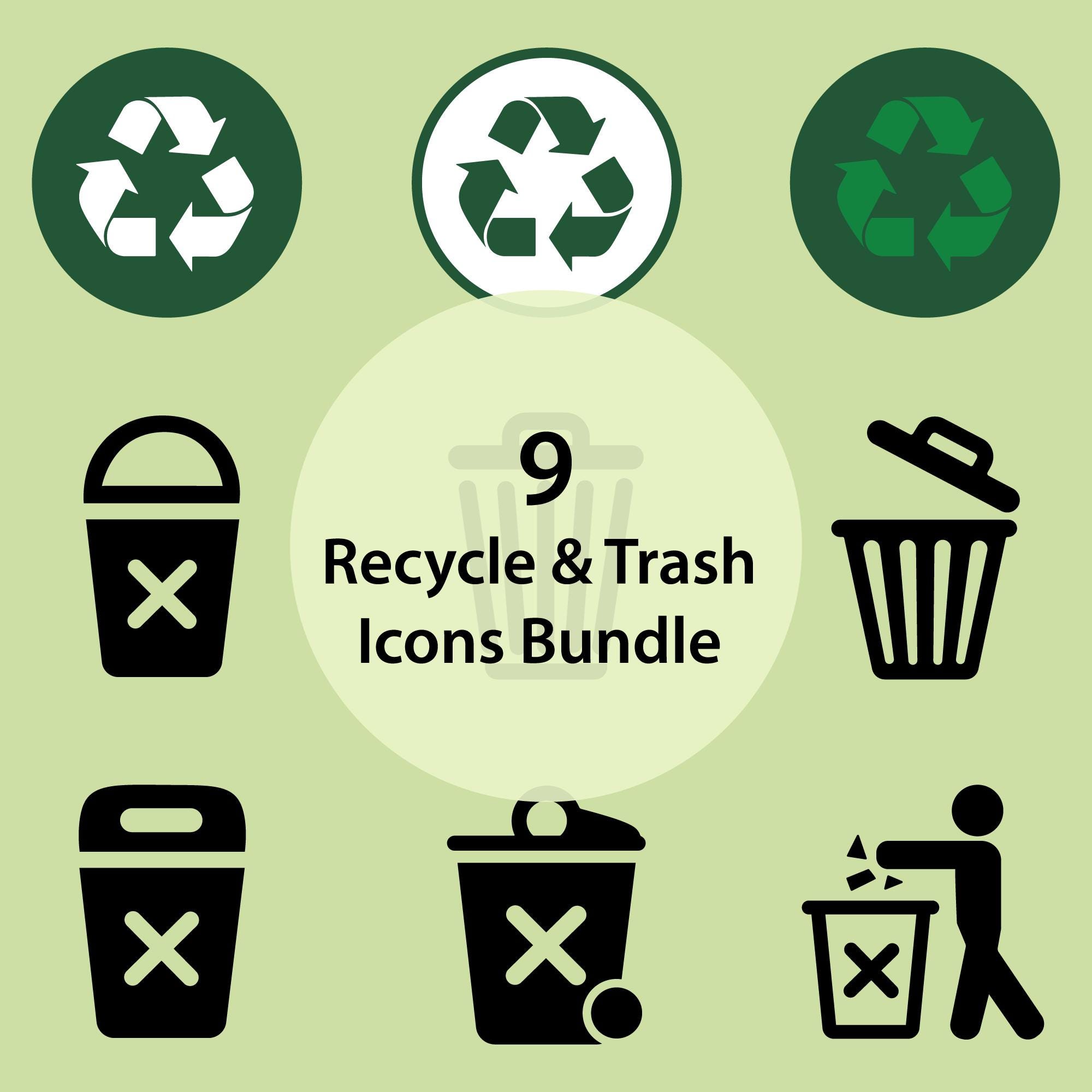 Recycle Trash Garbage Bin Icons Bundle, Waste Management Clipart ...