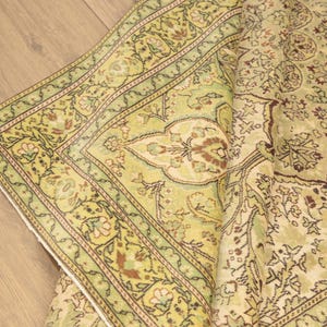 genuine wool rug, sage green rug, oriental rug, saloon rug, turkish handmade rug, wedding rug, 6.6x9.7 ft, vintage rug, large rug, DC 6816