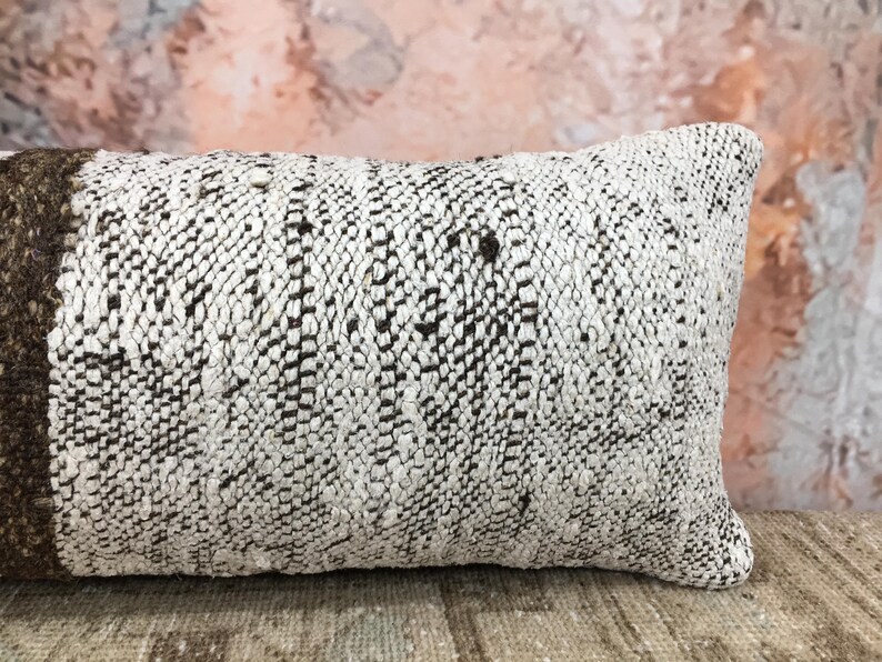 cozy pillow case, vintage rug pillow, handmade cushion, primitive pillow, unique gift, saloon decor, neck pillow cover, 12x26 pillow, DC 03