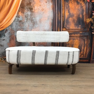 Kilim 2 seater chair, Small space chair, Retro chair, Loveseat sofa, Lounge chair, Lazy chair without arm, Reading chair, Barrel chair