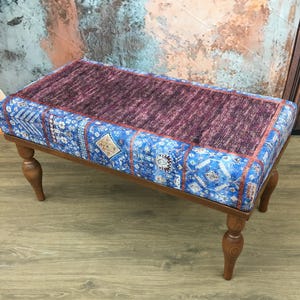 handmade bench, kilim ottoman, boho decor bench, bedroom bench, hallway bench, entry bench, sitting bench, upholstered bench, piano bench