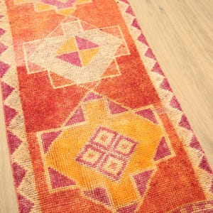 handmade vintage rug, oushak wool rug, bohemian rug, kitchen rug, stair mat, 2.9 x 11.6 ft, soft herki rug, boho decor rug, DC 122