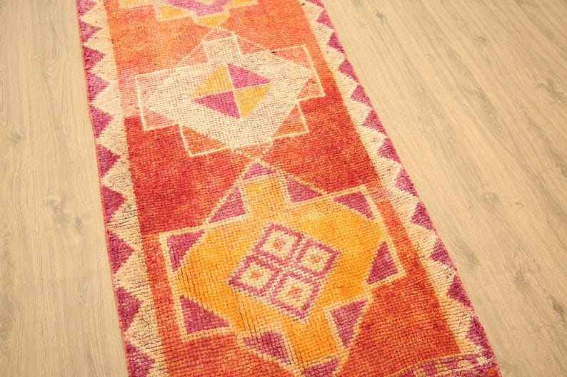 handmade vintage rug, oushak wool rug, bohemian rug, kitchen rug, stair mat, 2.9 x 11.6 ft, soft herki rug, boho decor rug, DC 122
