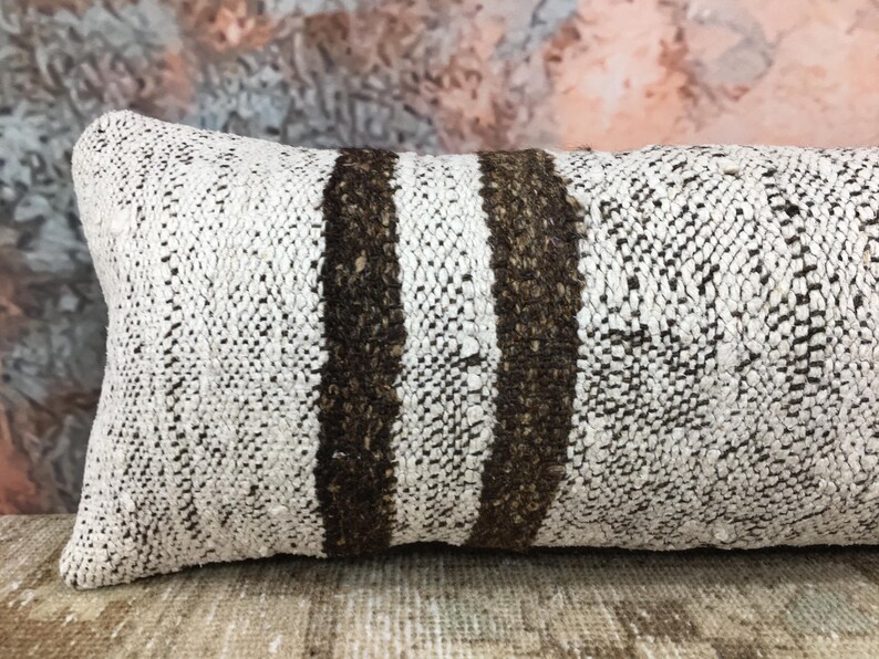 cozy pillow case, vintage rug pillow, handmade cushion, primitive pillow, unique gift, saloon decor, neck pillow cover, 12x26 pillow, DC 03