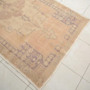 rugs for bedroom, minimal rug, antique rug, turkish vintage rug, cute rug, pale rug, oushak pink rug, 4.3 x 7.4 ft, rustic rug, DC 1614 image 9