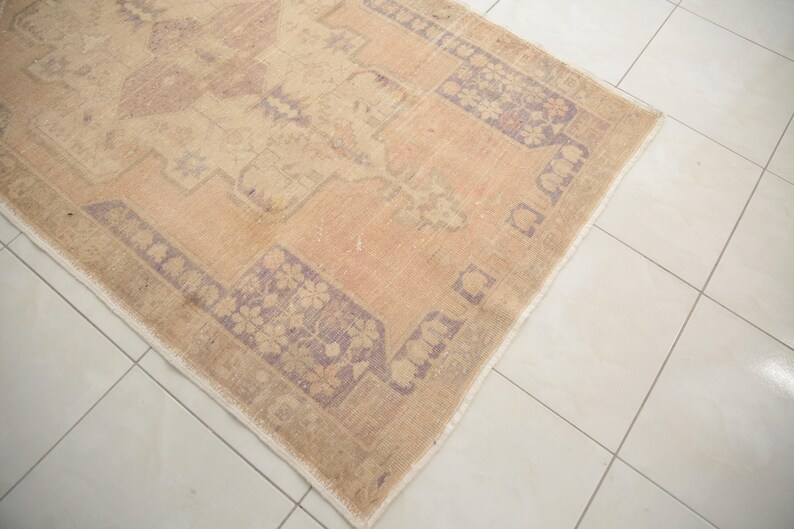 rugs for bedroom, minimal rug, antique rug, turkish vintage rug, cute rug, pale rug, oushak pink rug, 4.3 x 7.4 ft, rustic rug, DC 1614 image 9