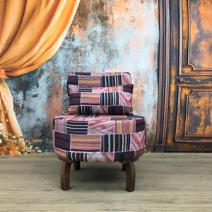 Möbel med lapptäckemönster, Fåtölj i 50-talets stil, Möbelsoffa, Modern rustik fåtölj, Loungefåtölj, Lyxfåtölj, DCP 4239