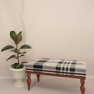 Desk bench, Plaid bench, End of bed bench, Wood work bench, Entryway bench, Shoe bench, Ottoman chair, Handmade bench, Foyer bench