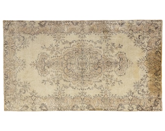 oriental turkish rug, soft colored rug, handmade rug, bedroom rug, pastoral rug, low pile rug, vintage rug, 3.5x6 ft, gallery rug, 3050