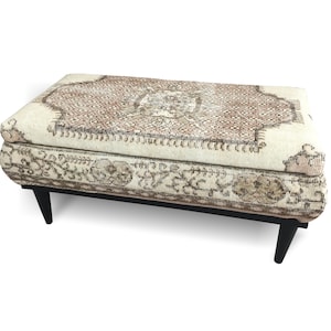 Upholstered bench, Ottoman storage, Dressing table bench, Bedroom organizer, Retro bench, Entry bench, Turkish rug bench, 20x18x37&#39;&#39; DCS 08