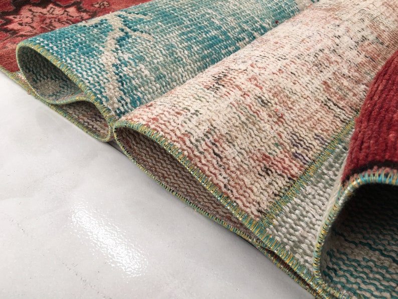 bohemian wool rug, multicolor rug, stair treads rug, aisle rug, turkish vintage rug, entryway rug, oushak rug, 3.1x11.2 ft, old rug, DC 2151