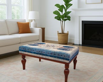 Bench for bedroom, Window bench, Farmhouse bench, Hallway bench, Footstool ottoman, Boho piano bench, Entry bench, Handmade furniture