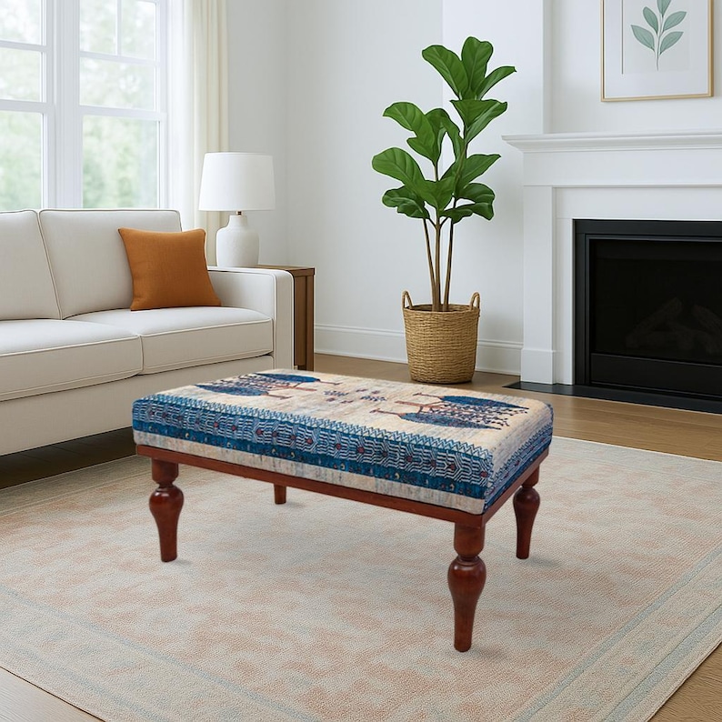 Bench for bedroom, Window bench, Farmhouse bench, Hallway bench, Footstool ottoman, Boho piano bench, Entry bench, Handmade furniture