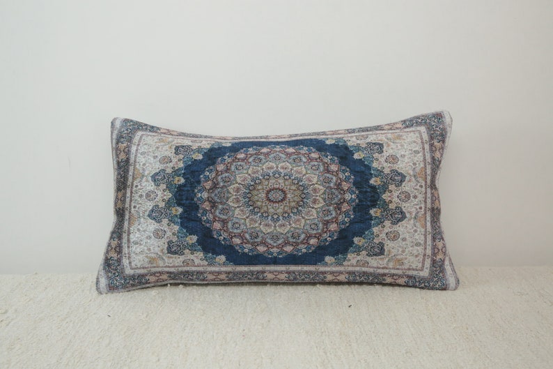 Decorative pillow, Oriental pillow, Throw pillow cover, Blue pillowcase, Accent pillow, Vernal pillow, Saloon pillow, Boho pillows, DCP 4407 12 x 24 inches