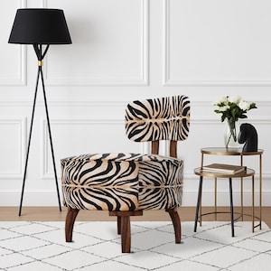 Zebra design armchair, Furniture chair, Gothic chair, Small space decor, Rustic armchair, Elegant lounge chair, Boho chic chair, DCP 491
