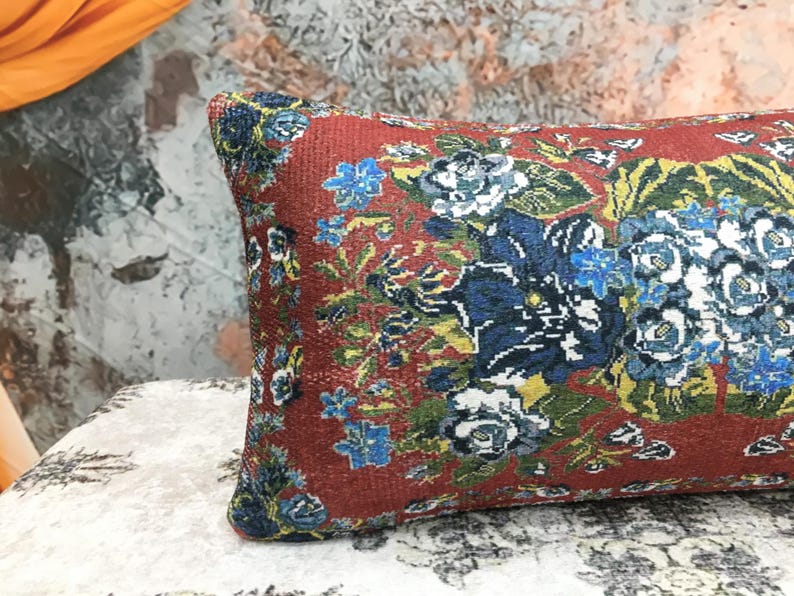 Lumbar cushion, Floral pillow cover, Chair cushion, Aesthetic pillow, Sofa pillow, Vernal pillowcase, Boho pillow, Retro pillow, DCP 5248