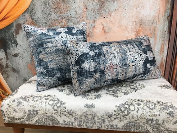 Home decor pillow, Aesthetic pillow, Damask pillow, Oriental pillow, Retro pillow cover, Floor pillow, Throw pillow, Couch pillow, DCP 4680