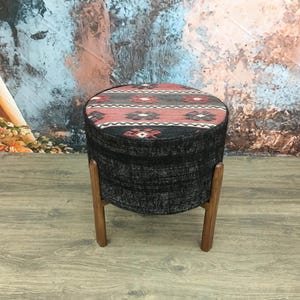 Footstool ottoman, Cylinder stool, Kilim stool, Hallway bench, Shower stool, Keyboard bench, Camping stool, Ethnic stool, Woven stool, DFV27