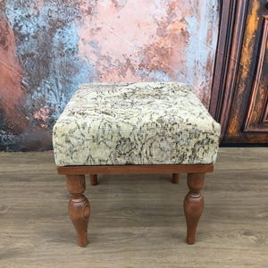 Vintage rug bench, Pouf ottoman, Footstool bench, Bean bag bench, Woven bench, Stool for entry, Vanity bench, Short stool, DCB 45x45 15