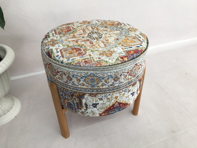 Footstool pouf, Ottoman stool, Dressing table stool, Bohemian stool, Circle stool, Porch stool, Telephone stool, Portable stool, Foot rest - Thumbnail 4