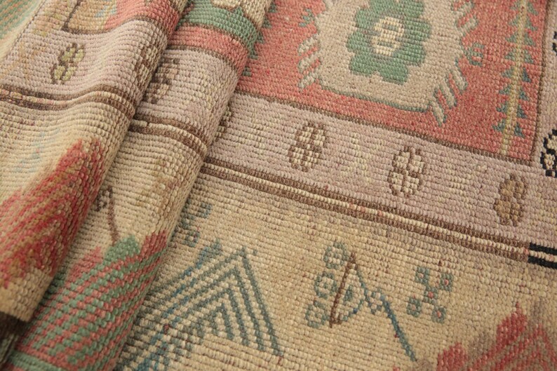 earth tone rug, turkish handmade rug, hanging rug, doorstep rug, vintage rug, rugs for kitchen, 2.7x3.9 ft, vanity rug, soft rug, DC 5762 image 9