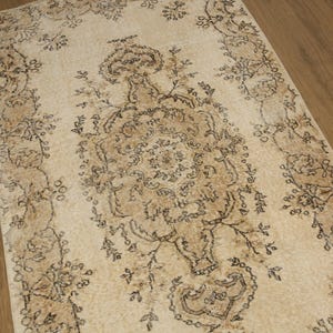 earth tone rug, turkish oushak rug, ethnic rug, lodge rug, vintage area rug, oriental rug, soft pile rug, 3.8 x 6.4 ft, floor rug, DC 7382