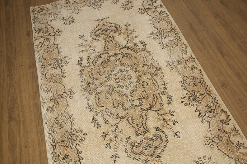 earth tone rug, turkish oushak rug, ethnic rug, lodge rug, vintage area rug, oriental rug, soft pile rug, 3.8 x 6.4 ft, floor rug, DC 7382