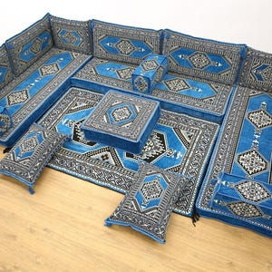 Siège de sol bohème, Canapé de style marocain, Sièges Majlis, Canapé de salon arabe, Section de sol, Canapé moderne, Canapé de style arabe, Ensemble Majlis
