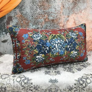 Lumbar cushion, Floral pillow cover, Chair cushion, Aesthetic pillow, Sofa pillow, Vernal pillowcase, Boho pillow, Retro pillow, DCP 5248