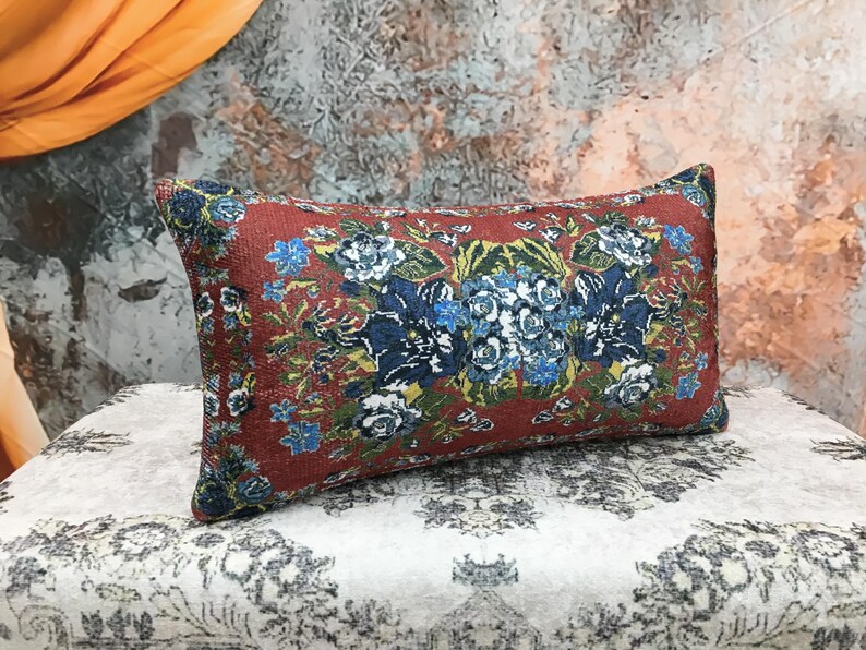 Lumbar cushion, Floral pillow cover, Chair cushion, Aesthetic pillow, Sofa pillow, Vernal pillowcase, Boho pillow, Retro pillow, DCP 5248