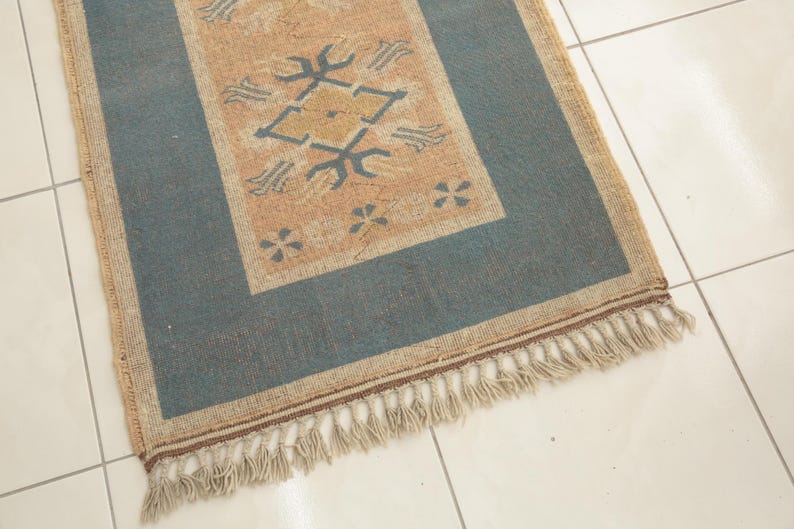 antique oushak rug, multicolor rug, stairway rug, turkish wool rug, corridor rug, bordered rug, vintage rug, foyer rug, 2.7x10 ft, DC 5758