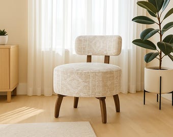 Silla redonda tapizada, silla minimalista para el hogar, sillón elegante, silla exclusiva, decoración para espacios pequeños, silla de lectura acogedora, DCP 06