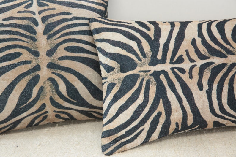 Lumbar pillow cover, Zebra pillow, Coastal pillow, Cozy pillow, Bench pillow, Bedding bench, Decorative pillow, Boho decor pillow, DCP 491 image 3