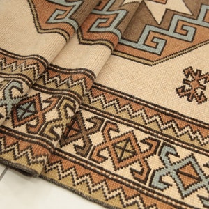 traditional rug, vintage oushak rug, ethnic rug, tan color rug, family room rug, handmade area rug, turkish rug, 4.6x8.2 ft, old rug, DC4884