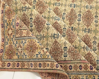 gorgeous rug, turkish handmade rug, soft colored rug, flower design rug, vintage oushak rug, 6.6 x 9.5 ft, antique rug, retro rug, DC 5585
