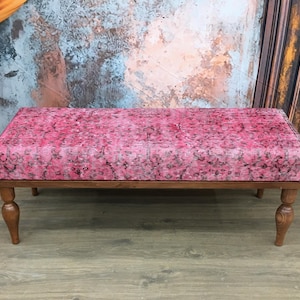 Pink ottoman bench, Upholstered bench, Blanket bench, Coffee table bench, Tall bench, End of bed bench, Footstool bench, Entry bench, DCB 52