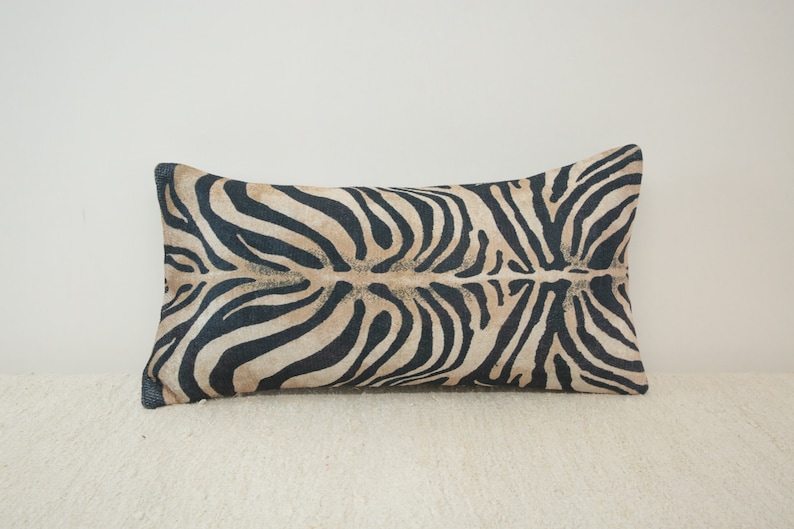 Lumbar pillow cover, Zebra pillow, Coastal pillow, Cozy pillow, Bench pillow, Bedding bench, Decorative pillow, Boho decor pillow, DCP 491 image 6