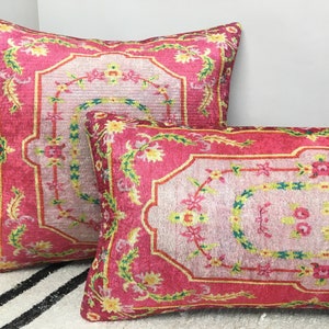 Pastel color pillow, Pink lumbar pillow, Flower design pillow, Pretty pillow cover, Bedding pillow, Cool pillow, Sofa cushion, DCP 5262