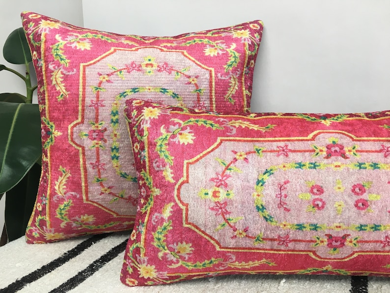 Pastel color pillow, Pink lumbar pillow, Flower design pillow, Pretty pillow cover, Bedding pillow, Cool pillow, Sofa cushion, DCP 5262