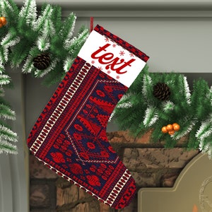 traditional stocking, monogram stocking, custom santa stocking, kilim stocking, printed chenille, handmade stocking, christmas socks, DC4301