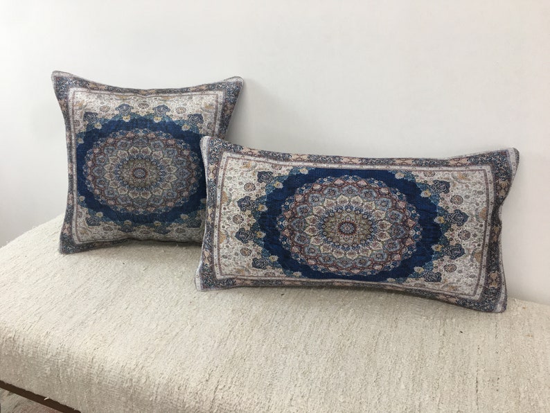 Decorative pillow, Oriental pillow, Throw pillow cover, Blue pillowcase, Accent pillow, Vernal pillow, Saloon pillow, Boho pillows, DCP 4407 image 2