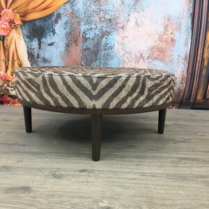 Modern mid table, Round floor table, Ottoman coffee table, Brown zebra bench, Handmade furniture, Stylish saloon decor, Chic table, DCY 765