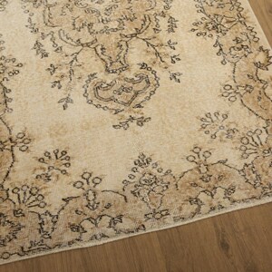 earth tone rug, turkish oushak rug, ethnic rug, lodge rug, vintage area rug, oriental rug, soft pile rug, 3.8 x 6.4 ft, floor rug, DC 7382