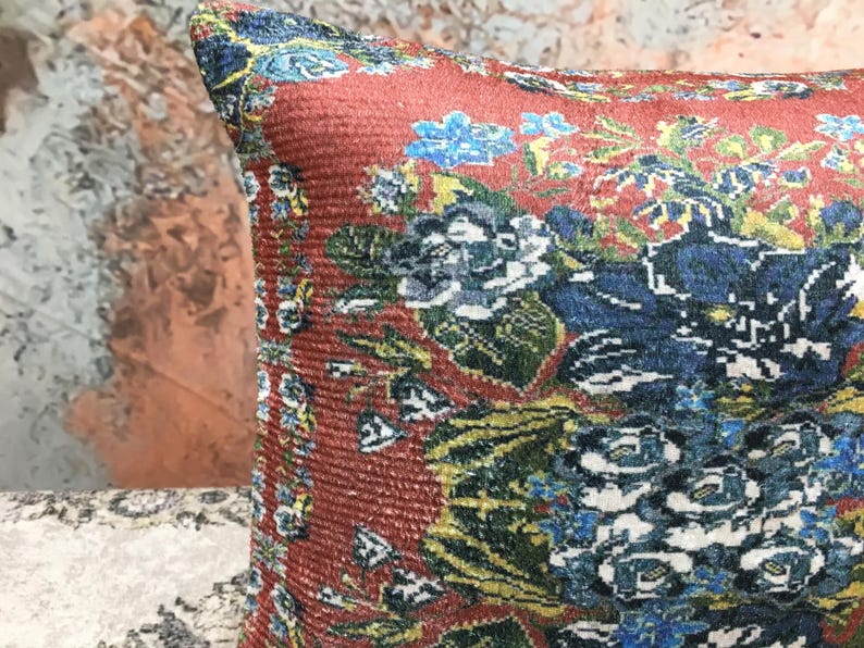 Lumbar cushion, Floral pillow cover, Chair cushion, Aesthetic pillow, Sofa pillow, Vernal pillowcase, Boho pillow, Retro pillow, DCP 5248