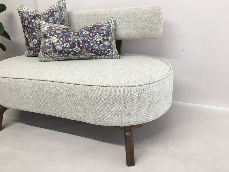 Linen Upholstered 2 Seater Sofa, Handmade Couch, Living Room Couch, Soft Armchair, Sitting Couch, Porch Furniture