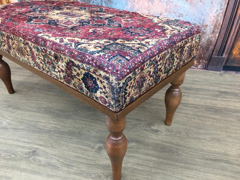 Piano bench, Turkish bench, Upholstered bench, Vanity bench, Retro bench, Living room bench, Footstool bench, Office bench, Boho decor bench