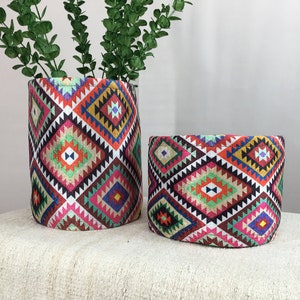 Kolorowa osłonka na doniczkę, duży kosz do przechowywania do sypialni, kosz na patio, kosz na rośliny, kosz z wzorem kilim, kosz, kosz na czasopisma DCS 4186