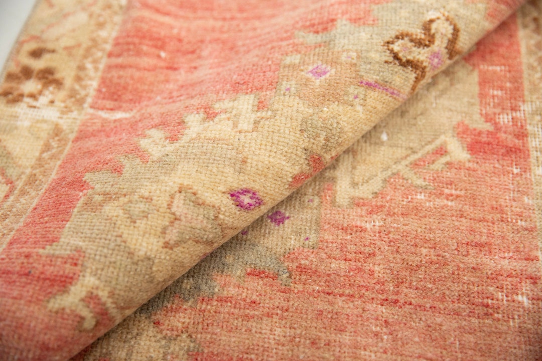 Organic Wool Rug, Blush Color Rug, Cozy Rug, Turkish Vintage Rug